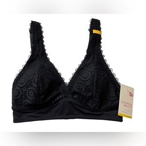 So Intimates Convertible Bralette Bra Black Lace Sz Small Wireless NEW SO10551